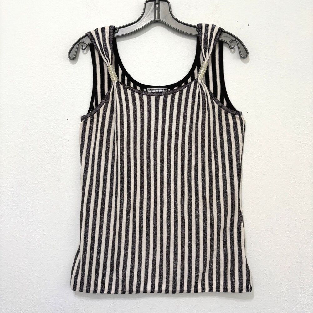 Womans Bead Trim Camisole Tank Top Large Old Money Parisian Capsule Luxury